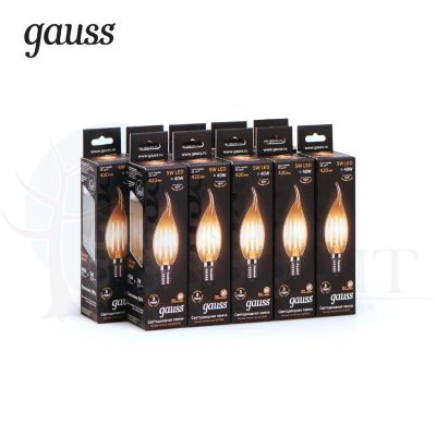 Лампа Gauss LED Filament Свеча на ветру E14 5W 420lm 2700K 1/10/50