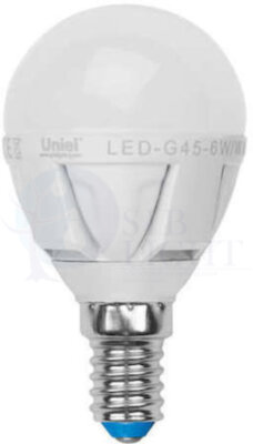 Лампа светодиодная LED 6вт 230в, Е14, dim, шар, мат, белый Palazzo Uniel Uniel UL-00000692