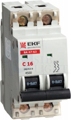 Автоматический выключатель ВА 47-63, 2P 63А (C) 4,5kA EKF mcb4763-2-63C