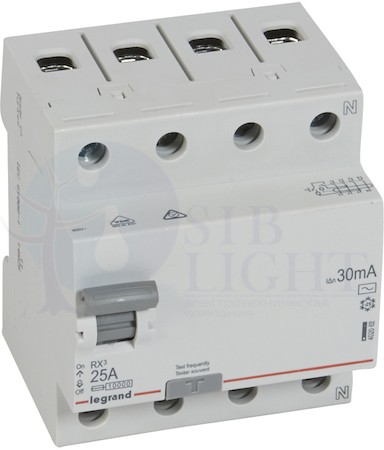 Выключатель дифференциального тока 4P 25А 0.03А RX3 (тип AC) Legrand 402062