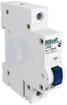 Лампа сигнальная на DIN-рейку 1P Цвет:СИНИЙ LED Л DEKraft 18006DEK