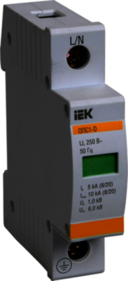 Огр-ль имп перенапр ОПС1-D 1Р In=5kA =230B Im=10kA ИЭК IEK MOP20-1-D