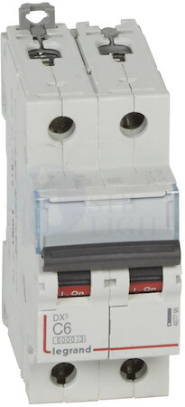 Автомат 2P 6А DX3 (10 кА, C) Legrand 407796