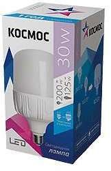 Лампа светодиодная высокомощная LED 30Вт E27 6500К (переходник с E27 на E40 в комплекте) Космос LksmHWLED30WE2765 КОСМОС LksmHWLED30WE2765