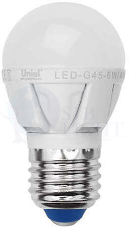 Лампа светодиодная LED 6вт 230в,Е27,dim,шар,мат,белый Palazzo Uniel Uniel UL-00000693