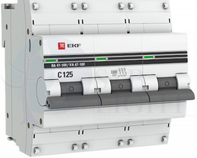 Автоматический выключатель 3P 50А (C) 10kA ВА 47-100 PROxima EKF mcb47100-3-50C-pro