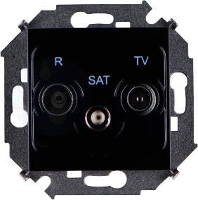 Розетка телевизионная Simon 15 (R+TV+SAT, под рамку, с/у, черный глянец) Simon 1591466-032