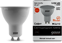 Лампа LED Elementary MR16 GU10 5.5W 2700К 1/10/100 Gauss 13616