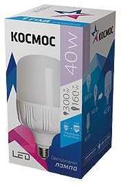 Лампа светодиодная высокомощная LED 40Вт E27 6500К (переходник с E27 на E40 в комплекте) Космос LksmHWLED40WE2765 КОСМОС LksmHWLED40WE2765