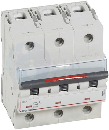 Автоматический выключатель 3 полюса, 25А, C, 36 кА Legrand 410023