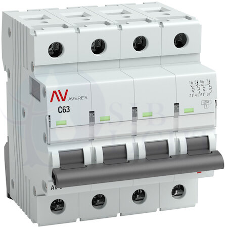 Выключатель автоматический AV-6 4P 50A (D) 6kA AVERES EKF mcb6-4-50D-av