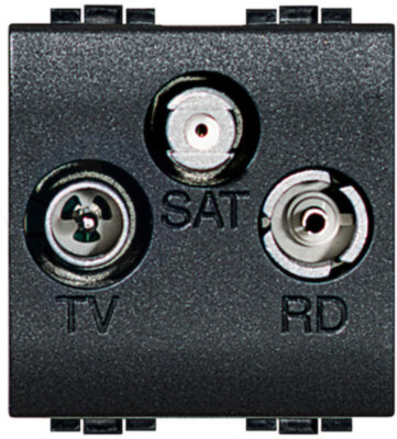 LivingLight Розетка TV тройная коаксиальная оконечная 2-мод., антрацит BTicino L4210D
