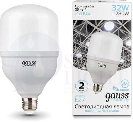 Лампа E27, 32Вт, 2700Лм, 6500К, не диммируемая Gauss 63233