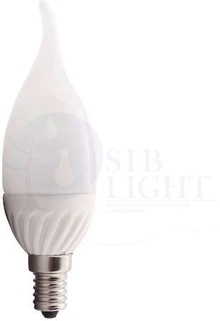Лампа светодиодная HLB 05-37-W-02 5Вт свеча 2700К тепл. бел. E14 350лм 165-265В Новый свет 500208