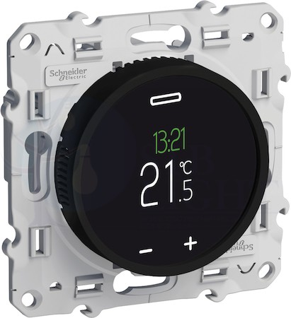Термостат для теплого пола Odace (10 А, под рамку, скрытая установка, черный) Schneider Electric S52R508