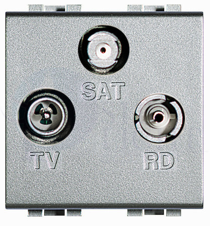 LivingLight Розетка TV тройная коаксиальная оконечная 2-мод., белая BTicino NT4210D