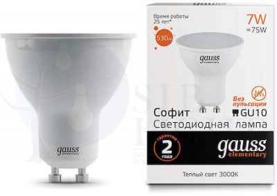 Лампа LED Elementary MR16 GU10 7W 530lm 3000К 1/10/100 Gauss 13617