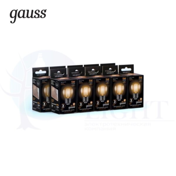Лампа Gauss LED Filament Шар E27 5W 420lm 2700K 1/10/50