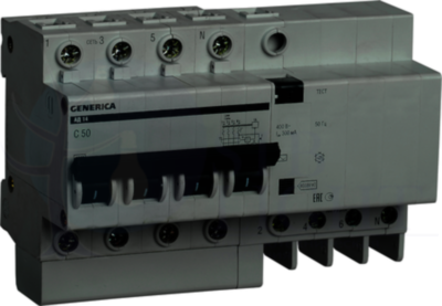 Дифференциальный автомат 4P 50А АД-14 (тип AC, 4.5 кА) IEK MAD15-4-050-C-300
