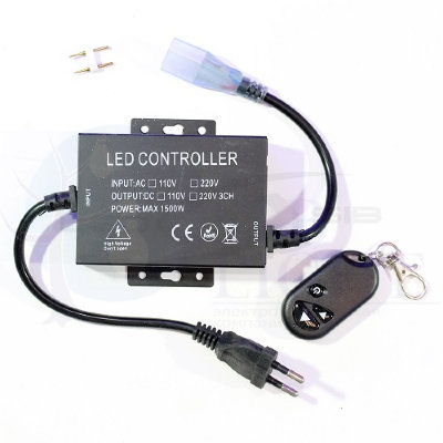 Контроллер LS для одноцветной ленты 220V с RF пультом 3 кнопки, 1200W 6 Ампер (широкая иголка) 83м