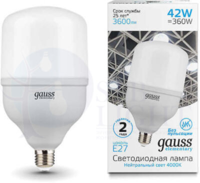 Лампа Elementary LED T120 E27 42W 3600lm 180-240V 4000K 1/12 Gauss 63224