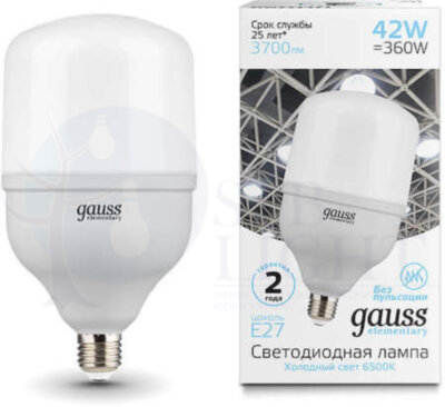 Лампа Elementary LED T120 E27 42W 3700lm 180-240V 6500K 1/12 Gauss 63234