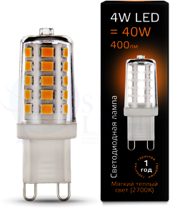 Лампа LED G9 AC185-265V 4W 2700K керамика 1/10/200 Gauss 107309104
