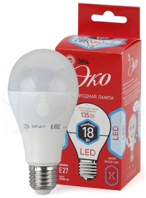 Лампа светодиодная LED A65-18W-840-E27,груша,18Вт,нейтр,E27 ERA Б0031708