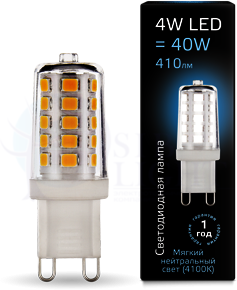 Лампа LED G9 AC185-265V 4W 4100K керамика 1/10/200 Gauss 107309204