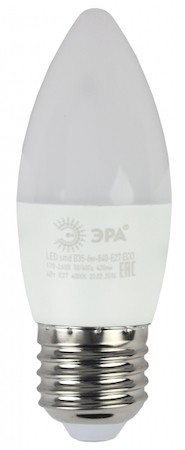 Лампа светодиодная LED B35-6W-827-E27(диод,свеча,6Вт,тепл,E27) ERA Б0020620