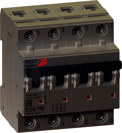 Выключатель автоматический модульный OptiDin BM63-4C50-УХЛ3 (Новый) КЭАЗ 260896