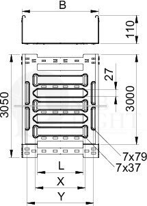 Кабельный листовой лоток перфорированный 110x500x3050 мм Тип: SKSM 150 FT (упак. 3 м) OBO Bettermann 6059641