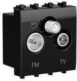 Розетка TV-FM-SAT модульная, Avanti, Черный квадрат, 2 модуля ДКС 4402532