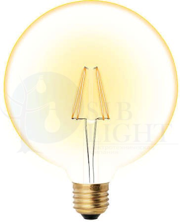 Лампа светодиодная декоративная LED 8вт 220-250В шар G125 680Лм Е27 2250К золотая колба Uniel Vintage Uniel UL-00002358