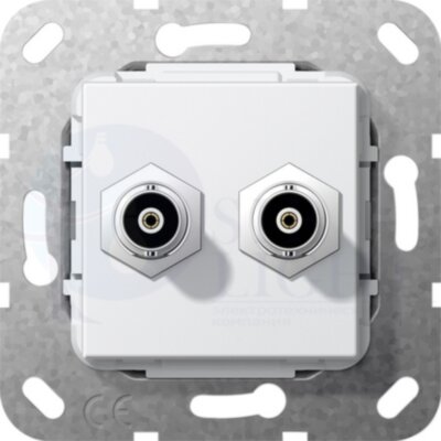 Розетка аудио System55 (2 канала, под рамку, с/у, белый) Gira 563003