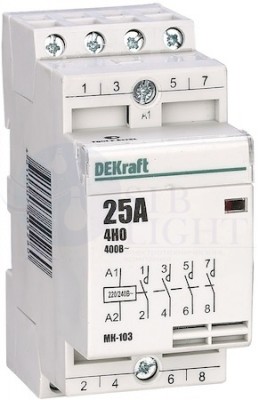 Модульный контактор 4НО 25А 230В МК-103 DEKraft 18067DEK