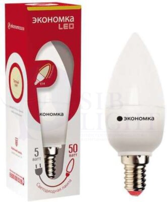 Лампа светодиодная свеча 5Вт 450Лм 230В 3000К E14 ЭКОНОМКА Eco_LED5wCNE1430