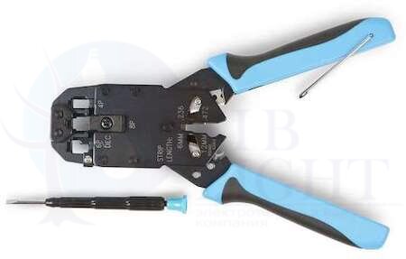Инструмент обжимной HT-2008A для RJ-45/ RJ-12/ RJ-11 8P8C 6P6C 6P4C 4P4C профессиональный Hyperline 3479