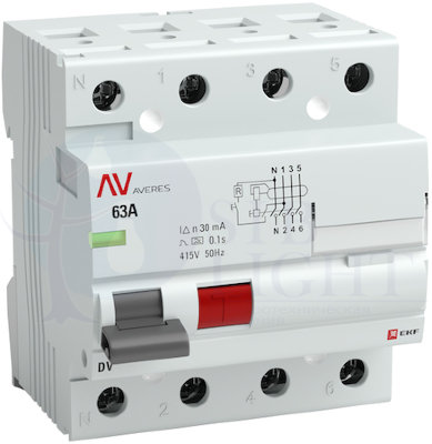 Устройство защитного отключения DV 4P 40А/ 30мА (A) AVERES EKF rccb-4-40-30-a-av