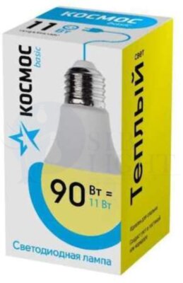 Лампа светодиодная LED BASIC A60 11Вт 220В E27 3000К КОСМОС LkecLED11wA60E2730 КОСМОС LkecLED11wA60E2730