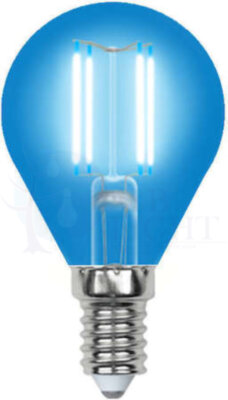 Лампа светодиодная декоративная цветная LED 5вт 200-250В шар 350Лм Е14 СИНИЙ Uniel Air color Uniel UL-00002989