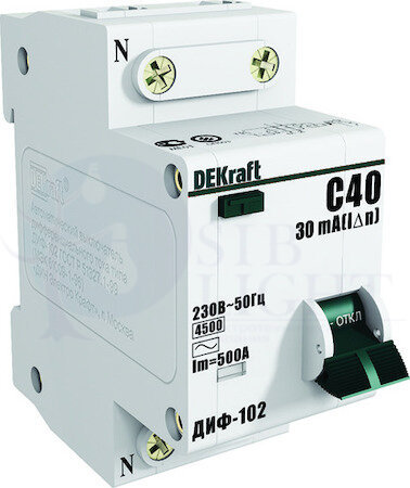 Дифференциальный автомат 1P+N 20А ДИФ-102 (тип AC, 4.5 кА) DEKraft 16004DEK