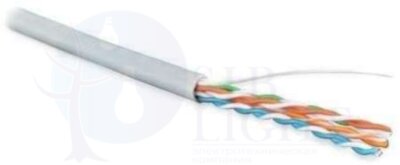 Кабель витая пара, неэкранированная U/UTP, категория 5e, 4 пары (24 AWG), одножильный (solid), PVC, -20 C – +75 C, серый (100 м) Hyperline 359743