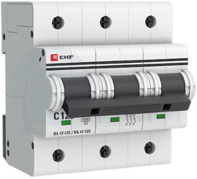 Автоматический выключатель 3P 80А (D) 15кА ВА 47-125 PROxima EKF mcb47125-3-80D