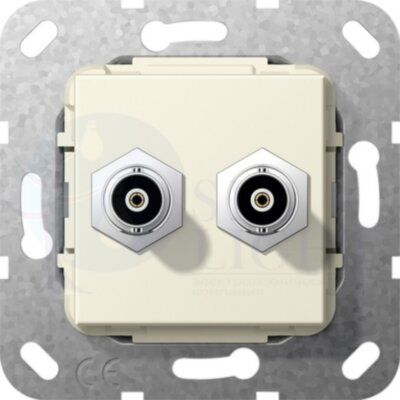 Розетка аудио System55 (2 канала, под рамку, с/у, кремовый) Gira 563001