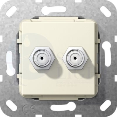Розетка телевизионная System55 (2хSAT, под рамку, с/у, кремовая глянцевая) Gira 565101