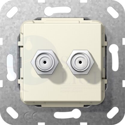 Розетка телевизионная System55 (2хSAT, под рамку, с/у, кремовая глянцевая) Gira 565101