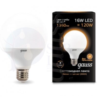 Лампа LED G95 E27 16W 3000K 1/32 Gauss 105102116