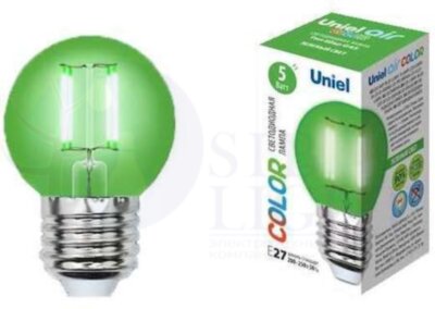 Лампа светодиодная декоративная цветная LED 5вт 200-250В шар 350Лм Е27 ЗЕЛЕНЫЙ Uniel Air color Uniel UL-00002988