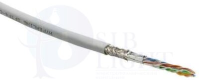 Кабель витая пара, экранированная SF/UTP, категория 5e, 4 пары (24 AWG), одножильный (solid), экран - фольга + медная оплетка, LSZH, –20 C – +75 C, серый (305 м) Hyperline 246264